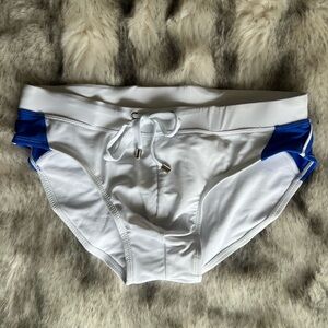 White and Blue Men's Swim Briefs